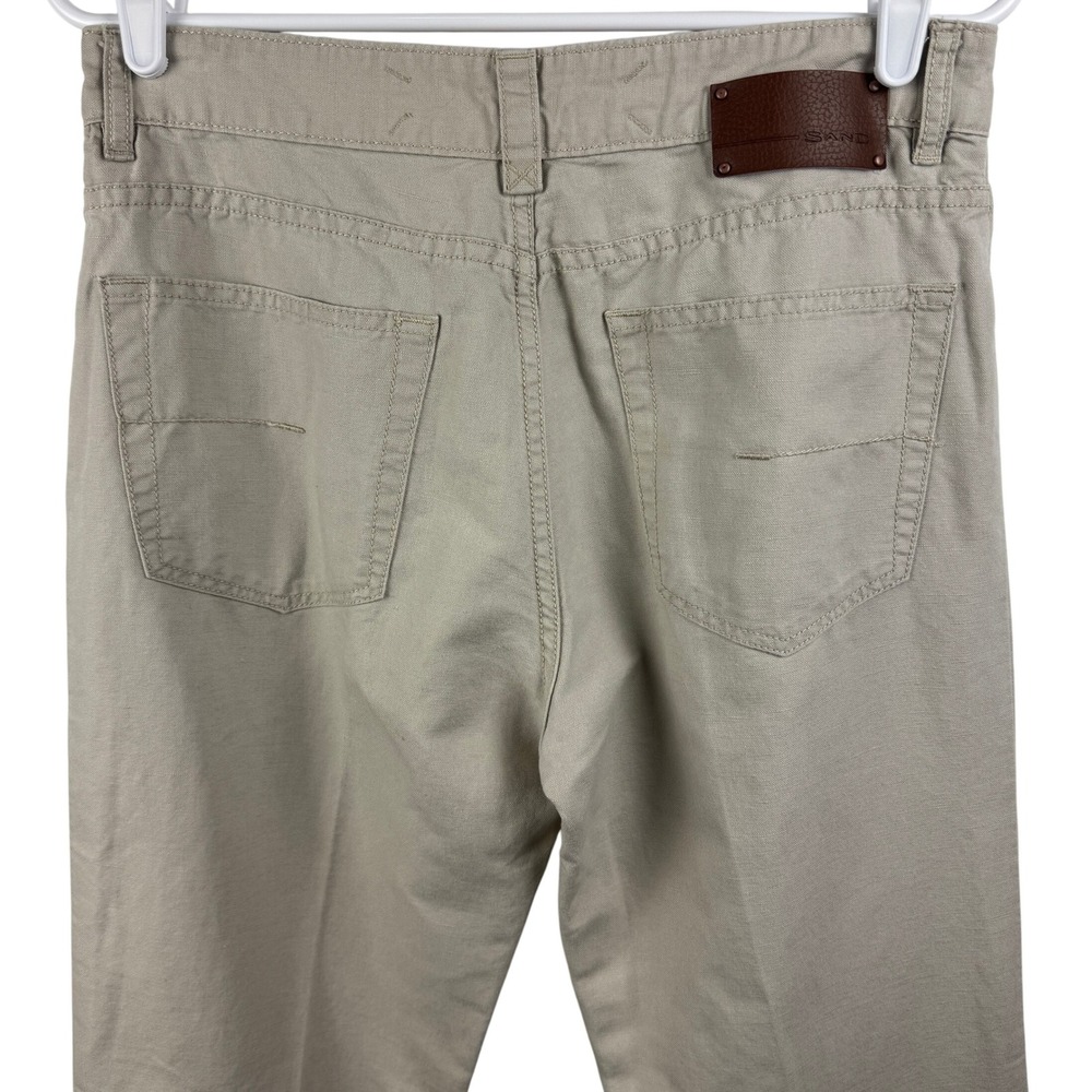 SAND Men's Pants 32x28 Beige Cotton Linen Blend Zip Casual Everyday Trousers - Picture 4 of 10